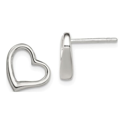 Sterling Silver Heart Button Stud Earrings