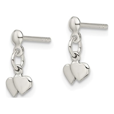Sterling Silver Dangling Hearts Dangle Earrings – view 3