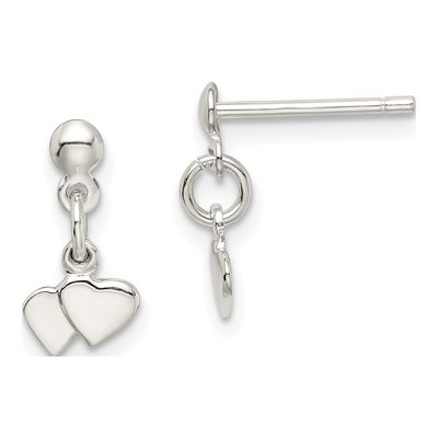 Sterling Silver Dangling Hearts Dangle Earrings