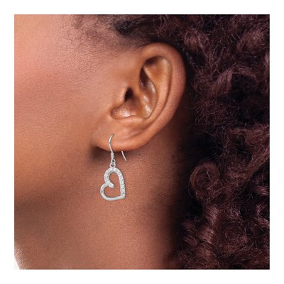 Sterling Silver CZ Heart Dangle Earrings – view 4