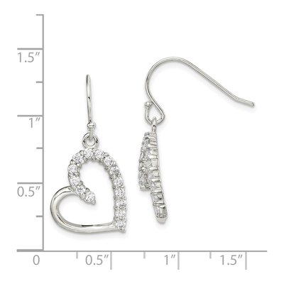 Sterling Silver CZ Heart Dangle Earrings – view 5
