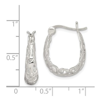 Sterling Silver 22mm Filigree Oval Hoop Earrings – view 5