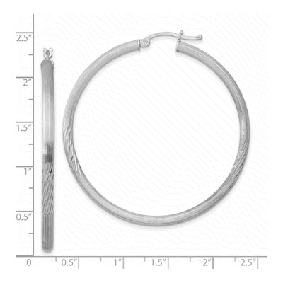 Sterling Silver 52mm Diamond-Cut Hoop Earrings – view 5