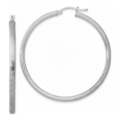 Sterling Silver 52mm Diamond-Cut Hoop Earrings