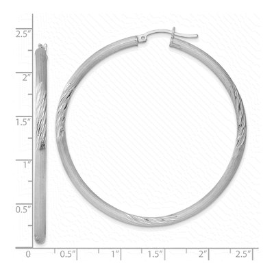 Sterling Silver 58mm Diamond-Cut Hoop Earrings – view 5
