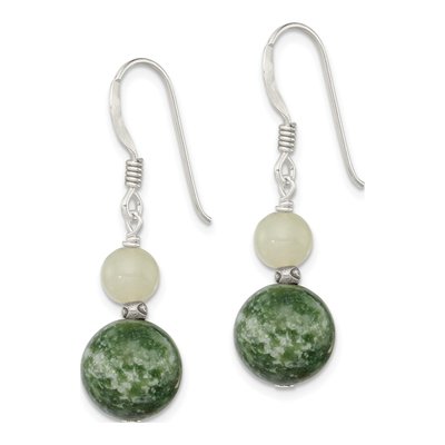 Sterling Silver Agate Moss Dangle Earrings – view 3