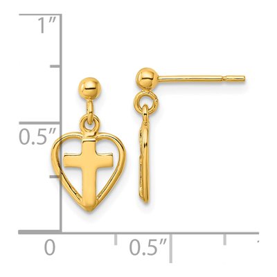 Gold-Plated Sterling Silver Cross Heart Dangle Earrings – view 5