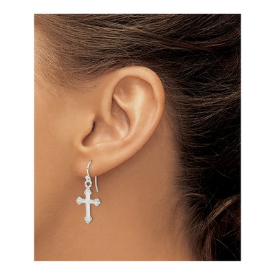 Sterling Silver Budded Cross Dangle Earrings – view 4