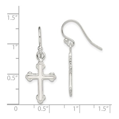 Sterling Silver Budded Cross Dangle Earrings – view 5