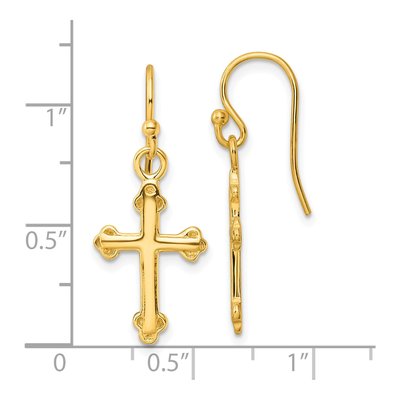 Gold-Plated Sterling Silver Budded Cross Dangle Earrings – view 5