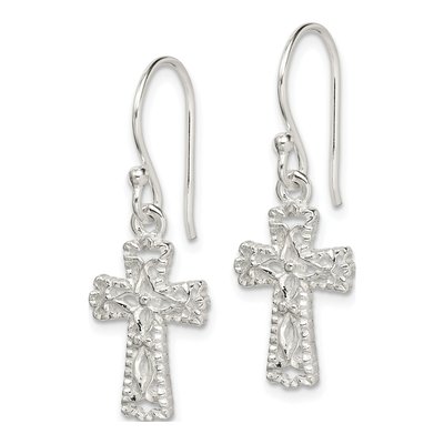 Sterling Silver Cross Dangle Earrings – view 3
