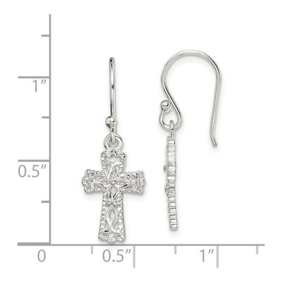 Sterling Silver Cross Dangle Earrings – view 5