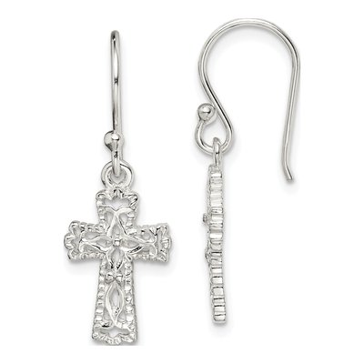Sterling Silver Cross Dangle Earrings