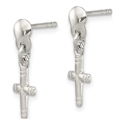 Sterling Silver Latin Cross Dangle Earrings – view 3