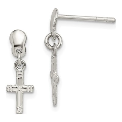 Sterling Silver Latin Cross Dangle Earrings
