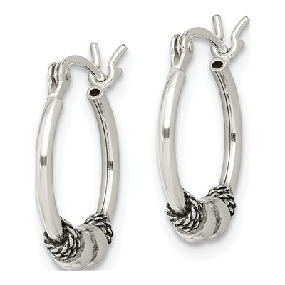 Sterling Silver 16mm Antique Hoop Earrings – view 3