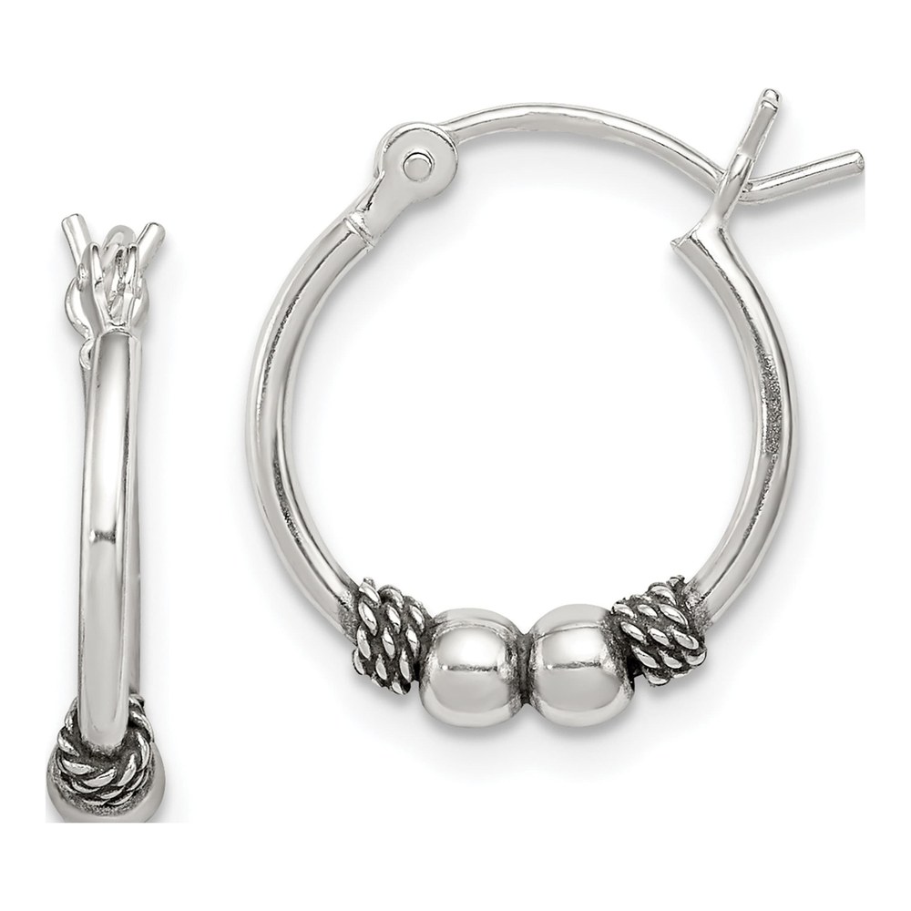 Sterling Silver 16mm Antique Hoop Earrings