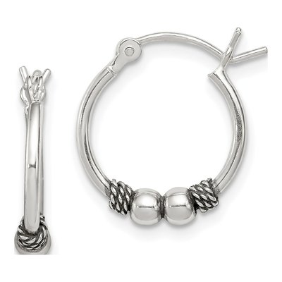 Sterling Silver 16mm Antique Hoop Earrings
