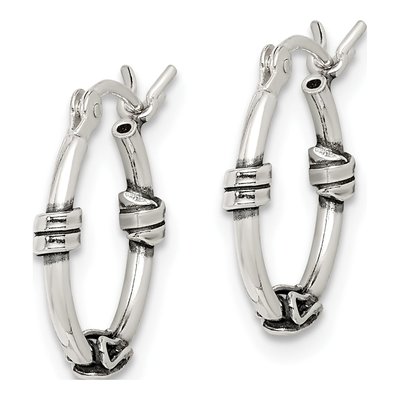 Sterling Silver 15mm Antiqued Twisted Hoop Earrings – view 3