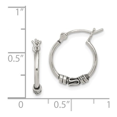 Sterling Silver 15mm Antiqued Round Hoop Earrings – view 5