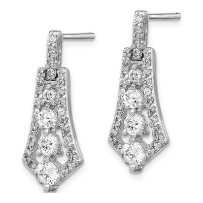 Sterling Silver CZ Journey Dangle Earrings – view 3