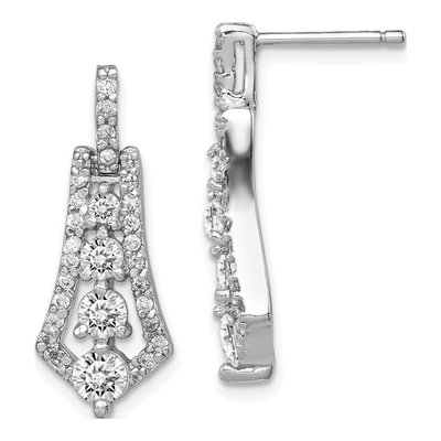 Sterling Silver CZ Journey Dangle Earrings