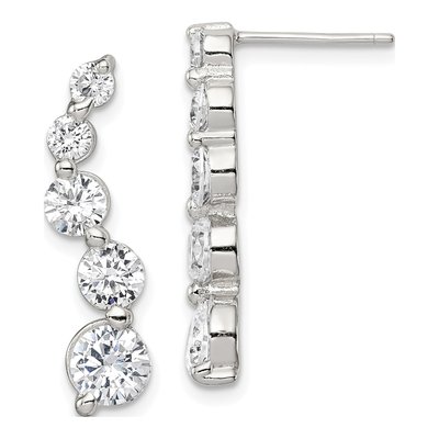 Sterling Silver CZ Journey Dangle Earrings