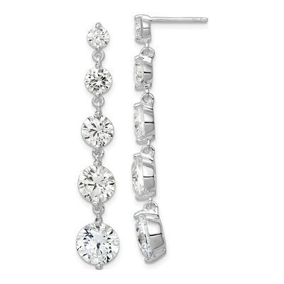 Sterling Silver CZ Journey Dangle Earrings