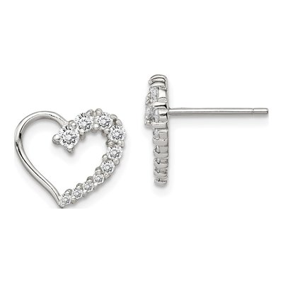 Sterling Silver CZ Journey Button Stud Earrings
