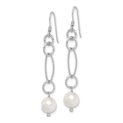 Sterling Silver Freshwater Cultured Pearl Twisted Dangle Earrings – view 3