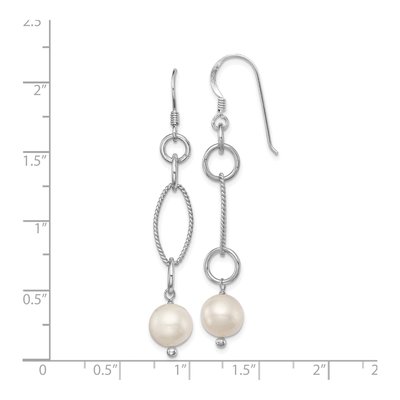 Sterling Silver Freshwater Cultured Pearl Twisted Dangle Earrings – view 5