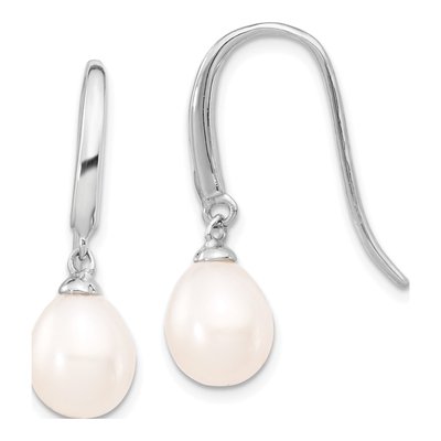 Sterling Silver Freshwater Cultured Pearl Teardrop Dangle Earrings
