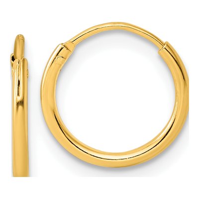 Gold-Plated Sterling Silver 12mm Endless Hoop Earrings