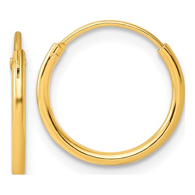 Gold-Plated Sterling Silver 13mm Endless Hoop Earrings