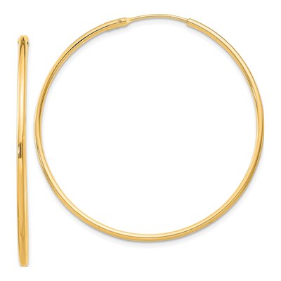 Gold-Plated Sterling Silver 40mm Gold-Flash Endless Hoop Earrings