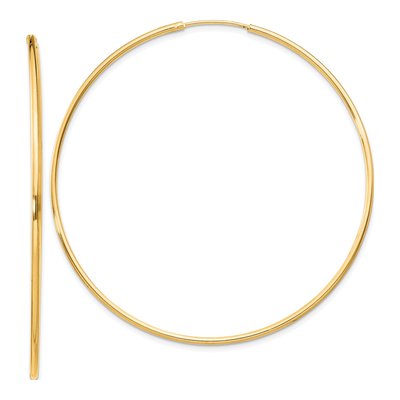 Gold-Plated Sterling Silver 55mm Gold-Flash Endless Hoop Earrings
