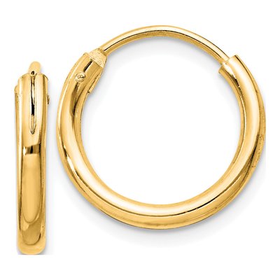 Gold-Plated Sterling Silver 15mm Gold-Flash Endless Hoop Earrings