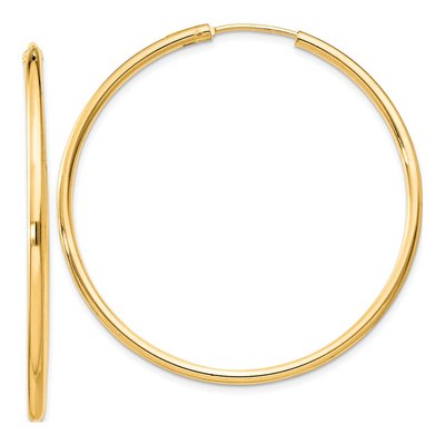Gold-Plated Sterling Silver 45mm Gold-Flash Endless Hoop Earrings