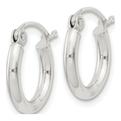 Sterling Silver 14mm Round Hoop Earrings – view 2