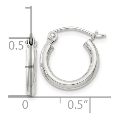 Sterling Silver 14mm Round Hoop Earrings – view 4