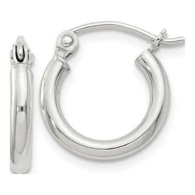 Sterling Silver 14mm Round Hoop Earrings