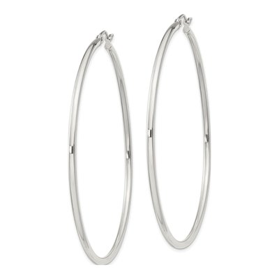 Sterling Silver 63mm Round Hoop Earrings – view 3