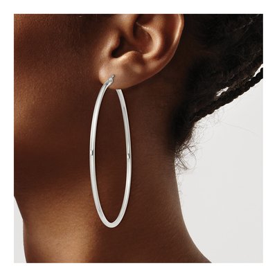 Sterling Silver 63mm Round Hoop Earrings – view 4