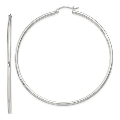 Sterling Silver 63mm Round Hoop Earrings