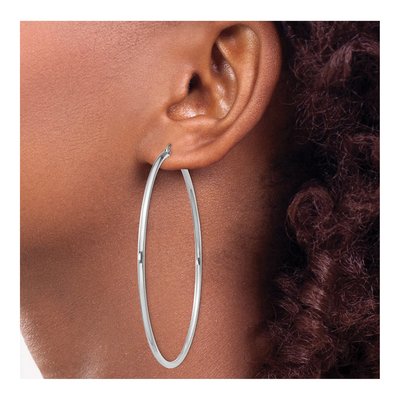 Sterling Silver 67mm Hoop Earrings – view 4