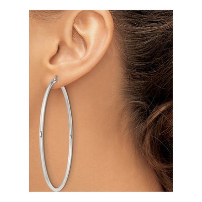Sterling Silver 67mm Round Hoop Earrings – view 4