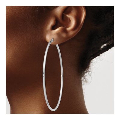 Sterling Silver 72mm Hoop Earrings – view 4