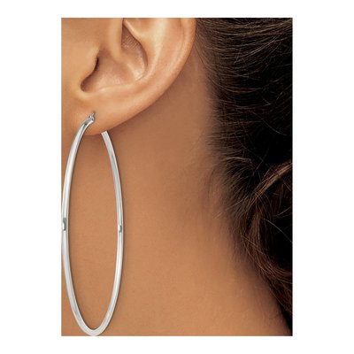 Sterling Silver 72mm Round Hoop Earrings – view 4