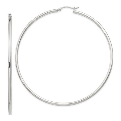 Sterling Silver 72mm Round Hoop Earrings