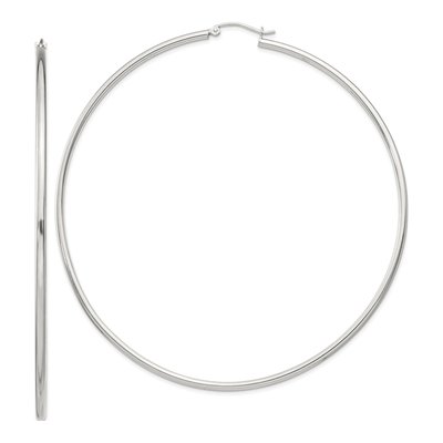 Sterling Silver 82mm Round Hoop Earrings